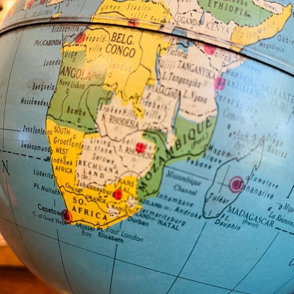 Vintage Mid Century Tin Desk 8 Inch Magnetic Air Race Globe, Replogle Globes Inc - Picture 11 of 16